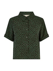 Yumi Dark Green Ditsy Print Shirt - Image 5 of 5
