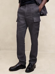 Banana Republic Grey European Linen Tailored Cargo Trousers - Image 1 of 3