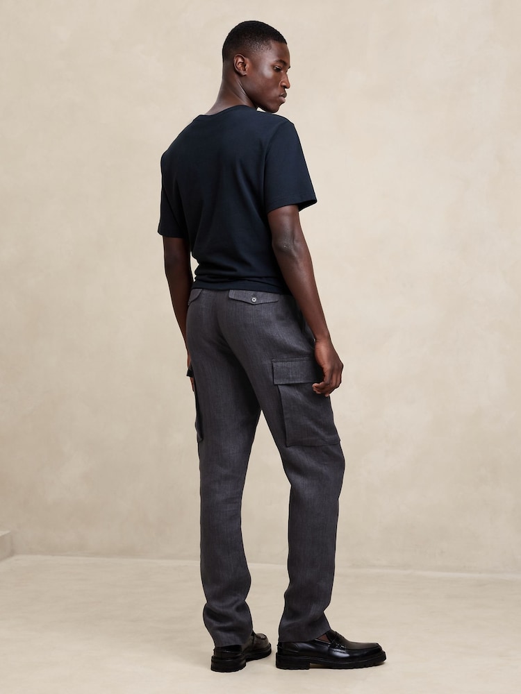 Banana Republic Grey European Linen Tailored Cargo Trousers - Image 3 of 3