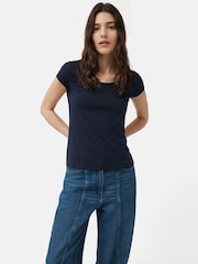 Jigsaw Navy Blue 100% Cotton Scoop Neck T-Shirt - Image 1 of 6