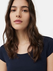 Jigsaw Navy Blue 100% Cotton Scoop Neck T-Shirt - Image 4 of 6