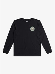 Quiksilver Black Bloom Chest Logo Long Sleeve 100% Cotton T-Shirt - Image 1 of 2