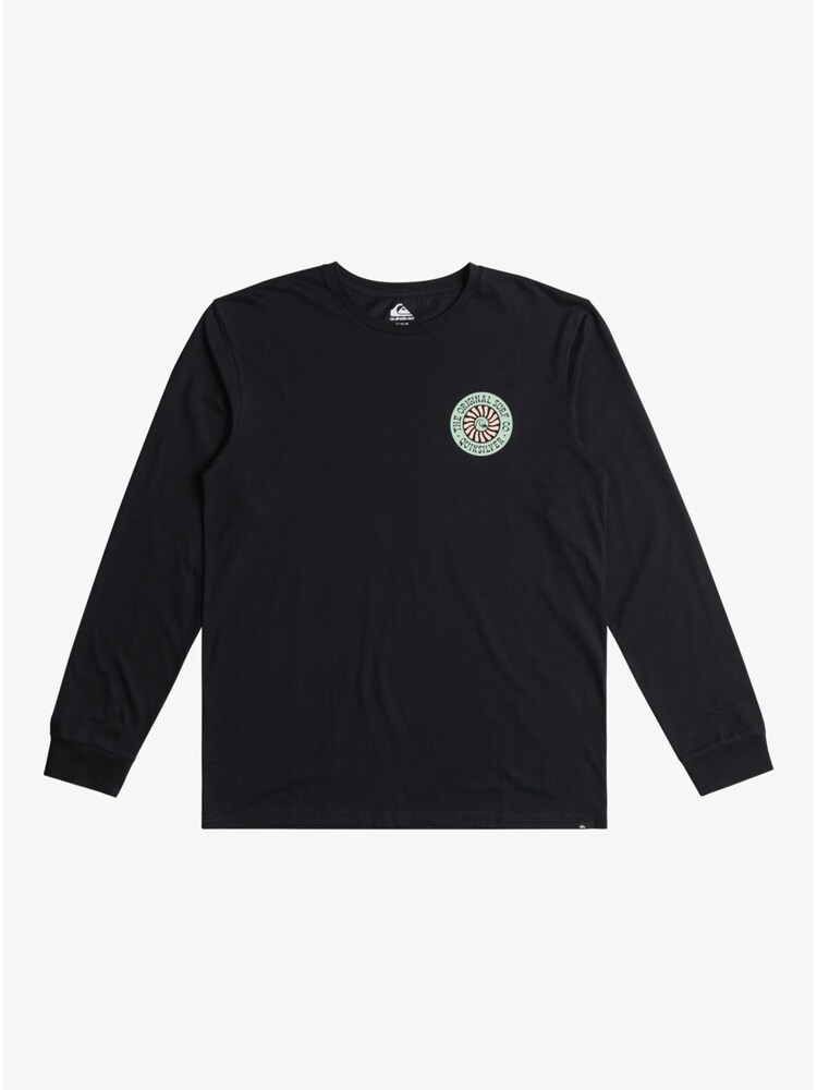 Quiksilver Black Bloom Chest Logo Long Sleeve 100% Cotton T-Shirt - Image 1 of 2