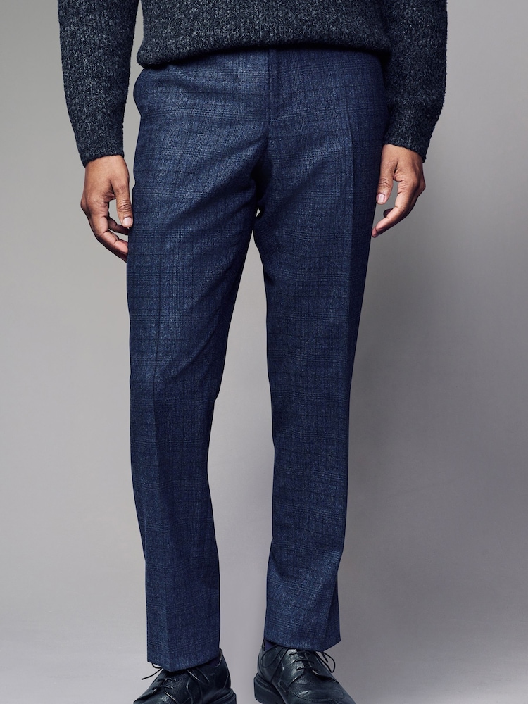 Blue Nova Fides Slim Fit Brushed Check Suit Trousers - Image 1 of 10