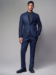 Blue Nova Fides Slim Fit Brushed Check Suit Trousers - Image 2 of 10