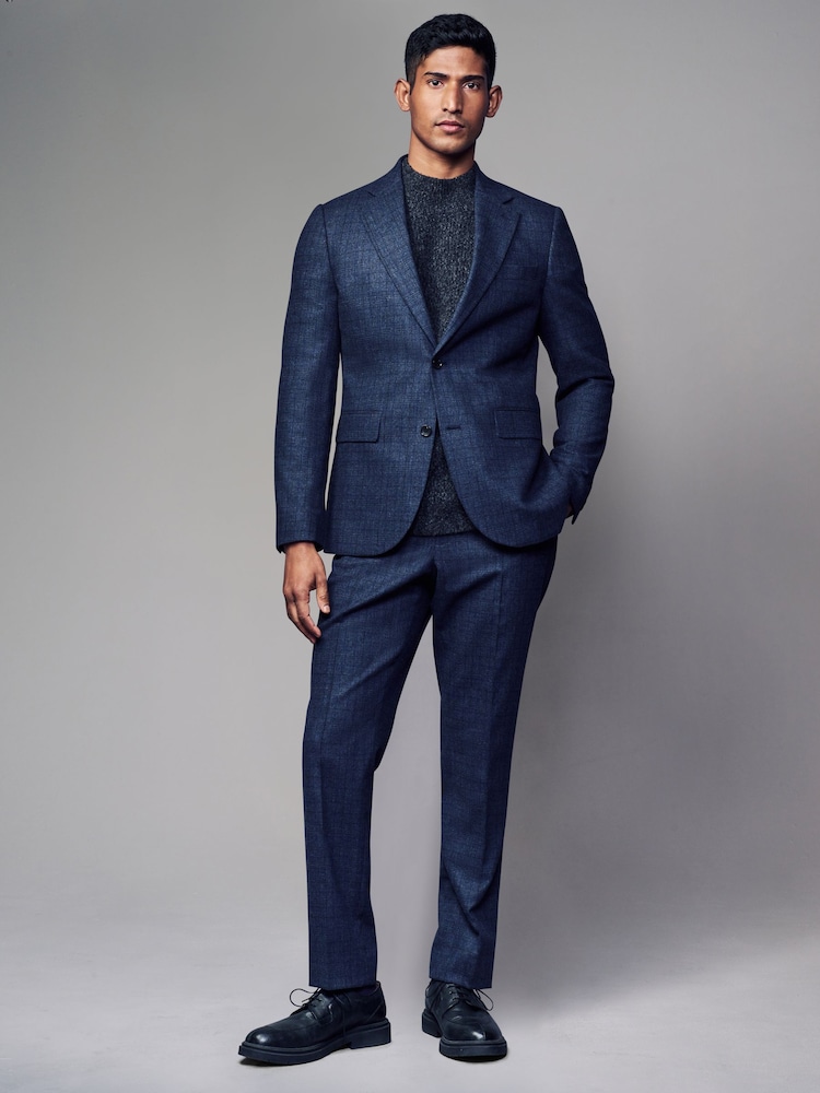 Blue Nova Fides Slim Fit Brushed Check Suit Trousers - Image 2 of 10