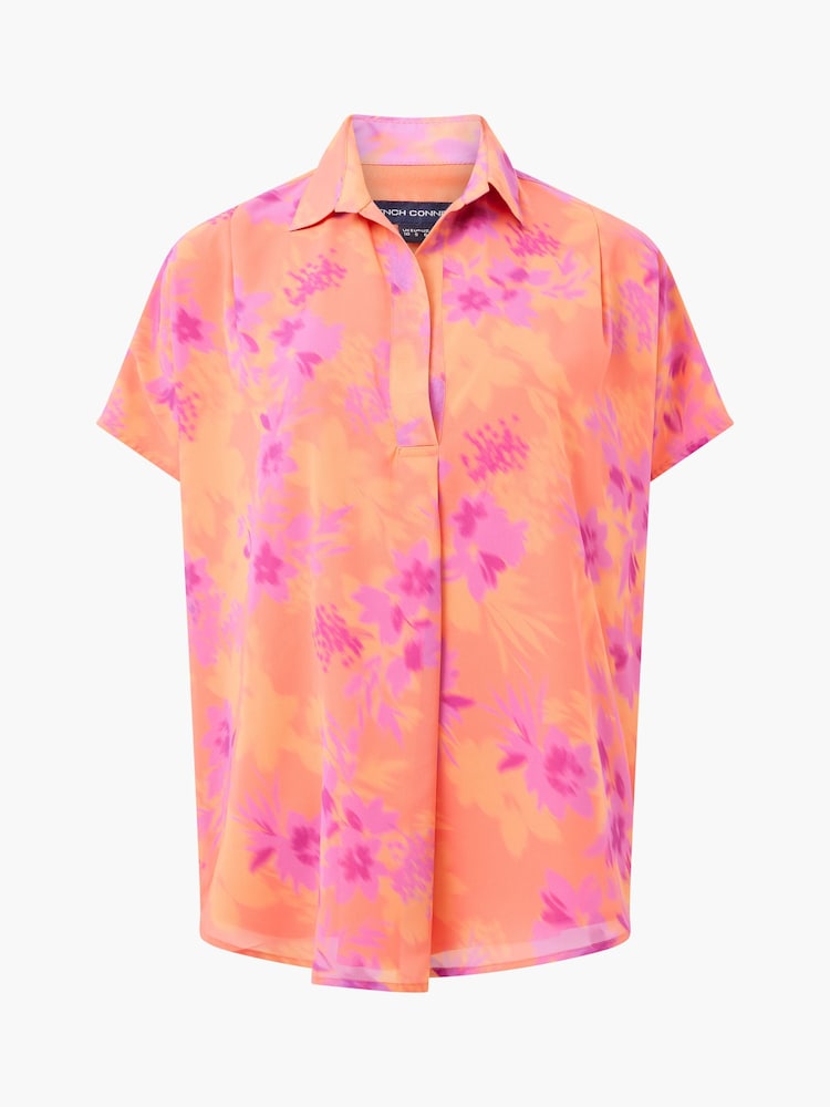 French Connection Orange Arla Recycled Georgette Popover Shirt - Image 4 of 4 French Connection Orange Arla Recycled Georgette Popover Shirt - Image 4 of 4