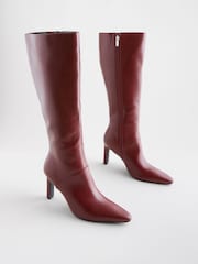 Burgundy Red Forever Comfort® Knee High Heeled Boots - Image 4 of 7