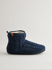 Navy Blue Knitted Boot Slippers - Image 3 of 6