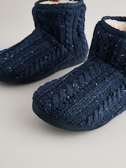 Navy Blue Knitted Boot Slippers - Image 4 of 6