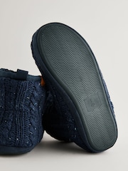 Navy Blue Knitted Boot Slippers - Image 6 of 6
