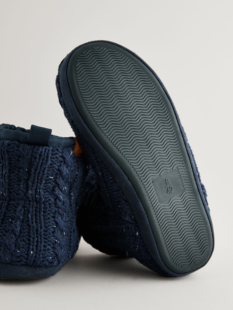Navy Blue Knitted Boot Slippers - Image 6 of 6
