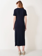 Crew Clothing Blue Tina Plain Tie Front Jersey Dress - Image 2 of 5