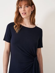 Crew Clothing Blue Tina Plain Tie Front Jersey Dress - Image 4 of 5