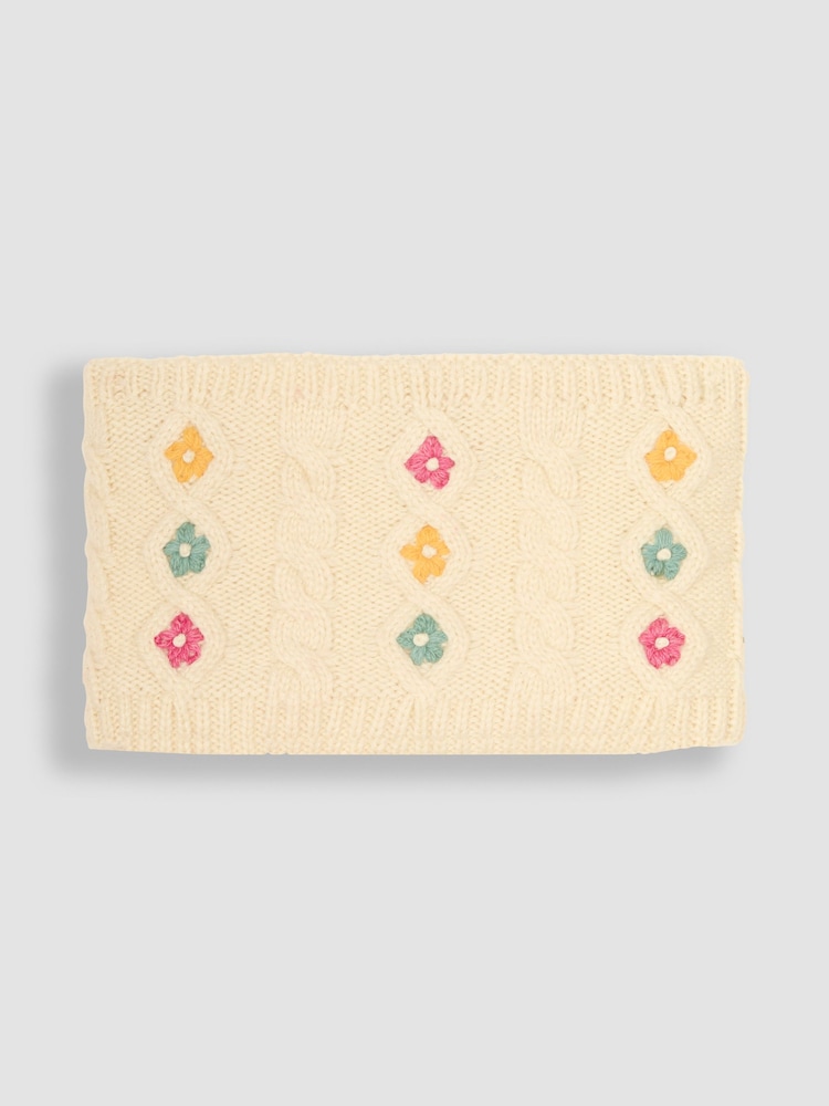 JoJo Maman Bébé Cream Cable Knitted Neck Cosy Scarf - Image 1 of 3