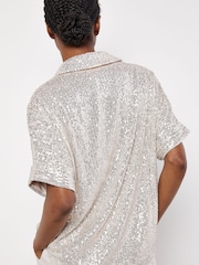 Apricot Silver Sequin Resort Shirt - Image 4 of 5