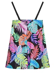 Yours Curve Black Leaf Print A-Line Tankini Top - Image 5 of 5