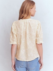 Boden Cream Camille Embroidered Cotton Top - Image 4 of 5