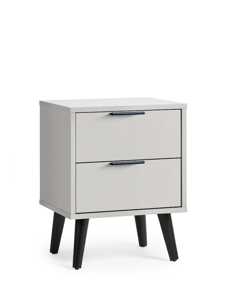 Julian Bowen Grey Alba 2 Drawer Bedside Table - Image 1 of 4