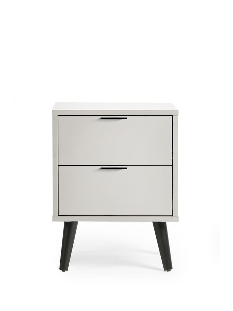 Julian Bowen Grey Alba 2 Drawer Bedside Table - Image 2 of 4