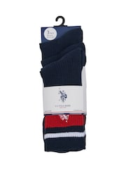 U.S. Polo Assn. Blue Brand Stripe Sports 100% Cotton Socks 3 Pack - Image 2 of 3