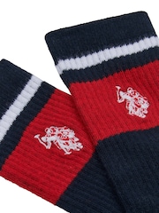 U.S. Polo Assn. Blue Brand Stripe Sports 100% Cotton Socks 3 Pack - Image 3 of 3