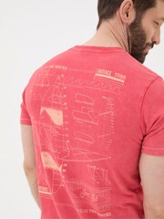 FatFace Red Surf Sketch T-Shirt - Image 5 of 8