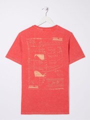 FatFace Red Surf Sketch T-Shirt - Image 8 of 8