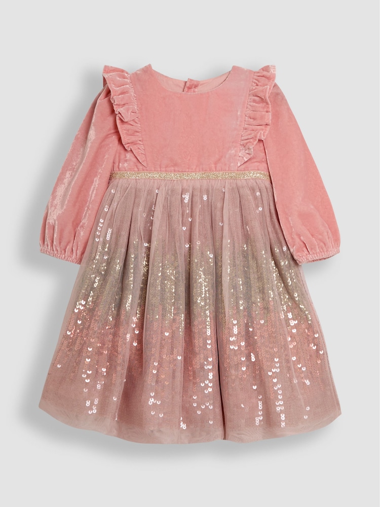 JoJo Maman Bébé Pink Sequin Party Dress - Image 1 of 4