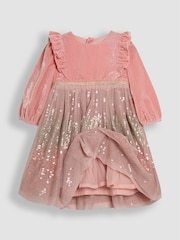 JoJo Maman Bébé Pink Sequin Party Dress - Image 2 of 4