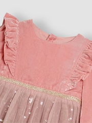JoJo Maman Bébé Pink Sequin Party Dress - Image 4 of 4