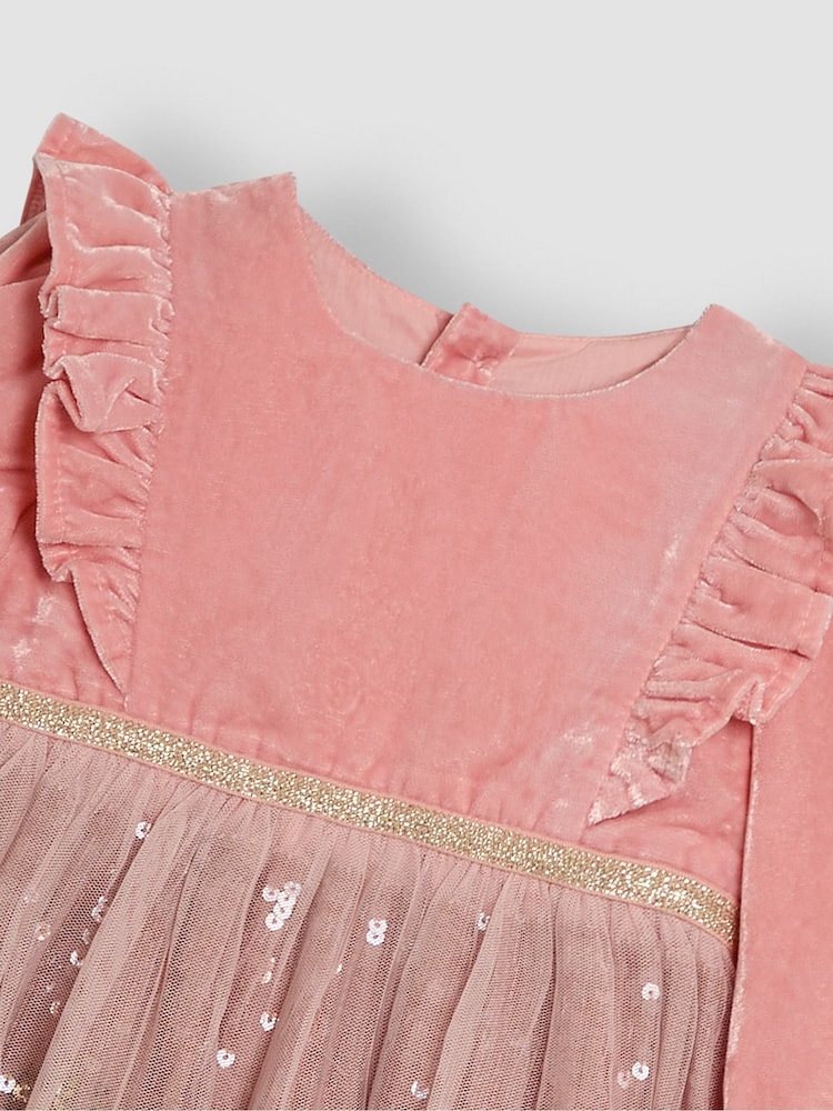 JoJo Maman Bébé Pink Sequin Party Dress - Image 4 of 4