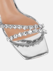 pilak - Simmi London Ansy Diamante Heeled Sandals - Larawan 3 ng 4