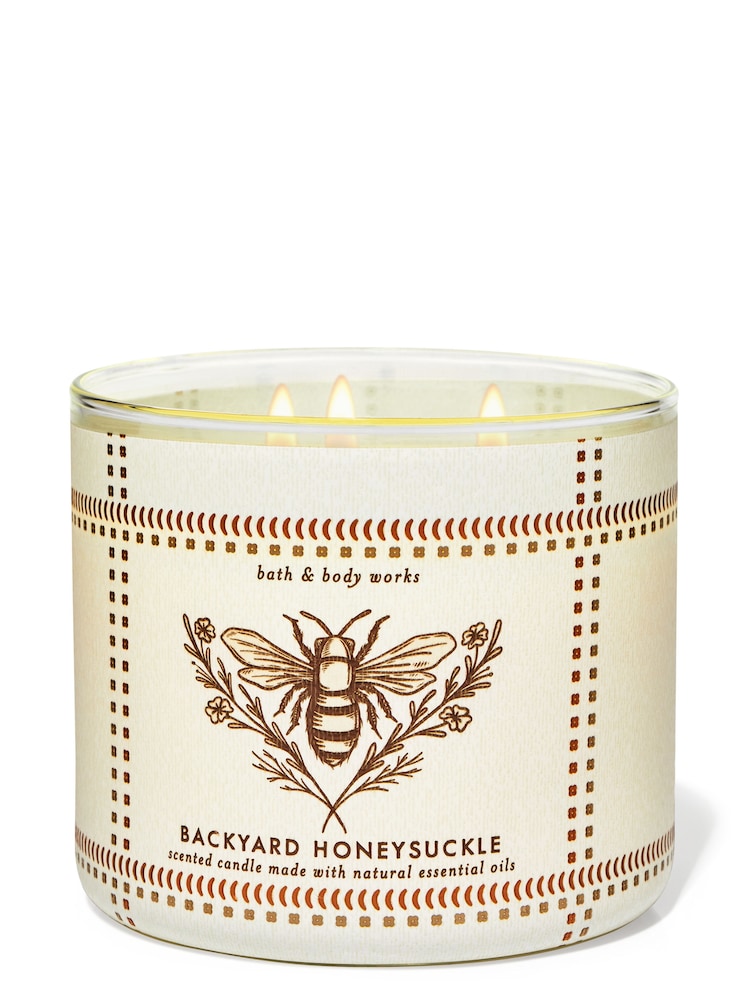 Bath & Body Works Backyard Honeysuckle 3-Wick Candle 14.5 oz / 411 g - Image 1 of 1