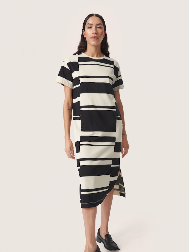 100% Cotton Eva Short Sleeve Crew Neck Midi Dress - Image 1 of 6
