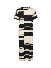 100% Cotton Eva Short Sleeve Crew Neck Midi Dress - Image 5 of 6