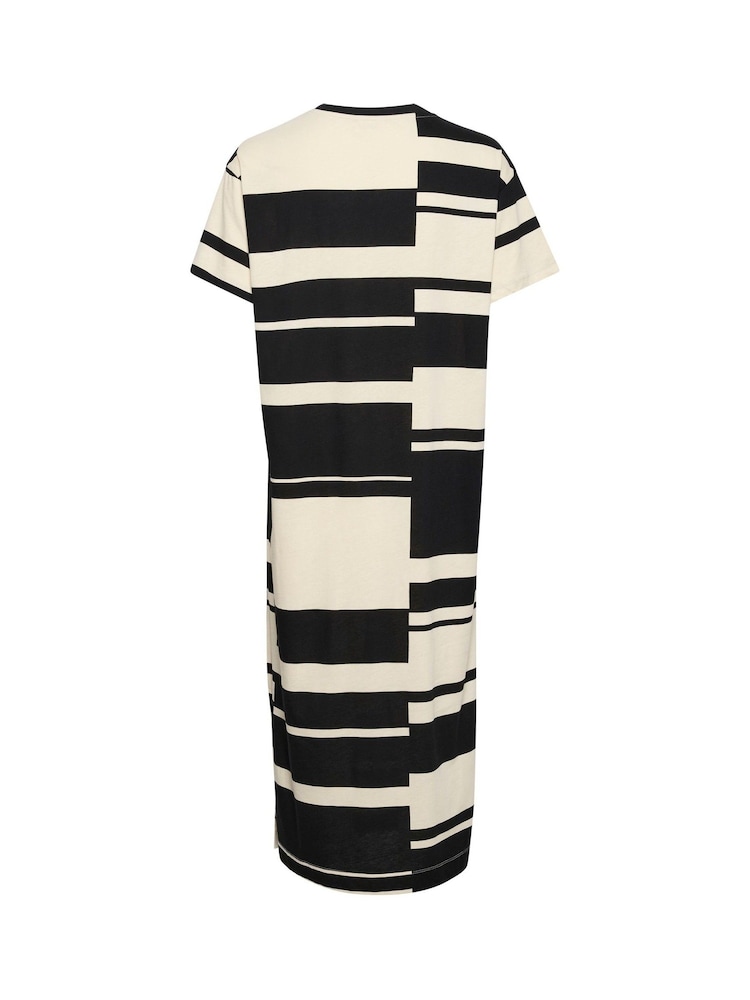 100% Cotton Eva Short Sleeve Crew Neck Midi Dress - Image 6 of 6