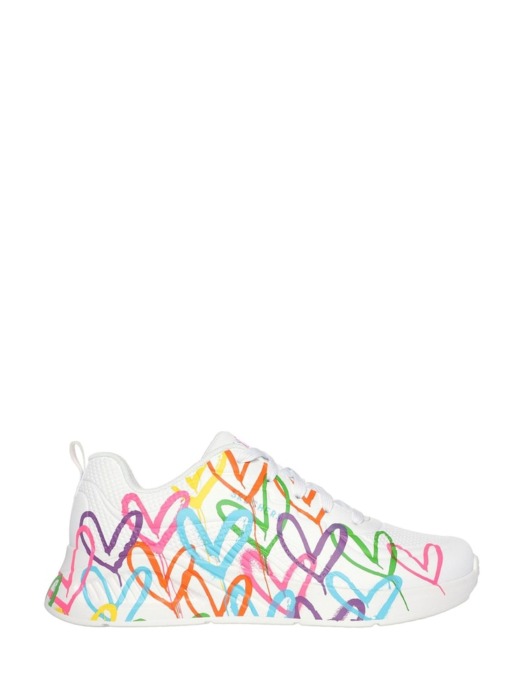 Skechers White Womens Uno Lite Heart Of Hearts Trainers - Image 1 of 3