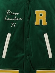 Reiss Forest Green Ward 13-14 yrs Hybrid Cord-Faux Leather Varsity Bomber Jacket - Image 5 of 5