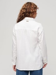 Superdry White 100% Cotton Longline Beach Shirt - Image 3 of 6