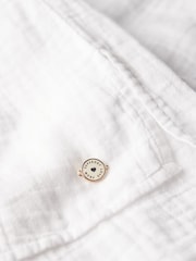 Superdry White 100% Cotton Longline Beach Shirt - Image 5 of 6
