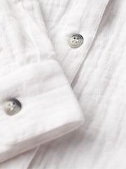 Superdry White 100% Cotton Longline Beach Shirt - Image 6 of 6