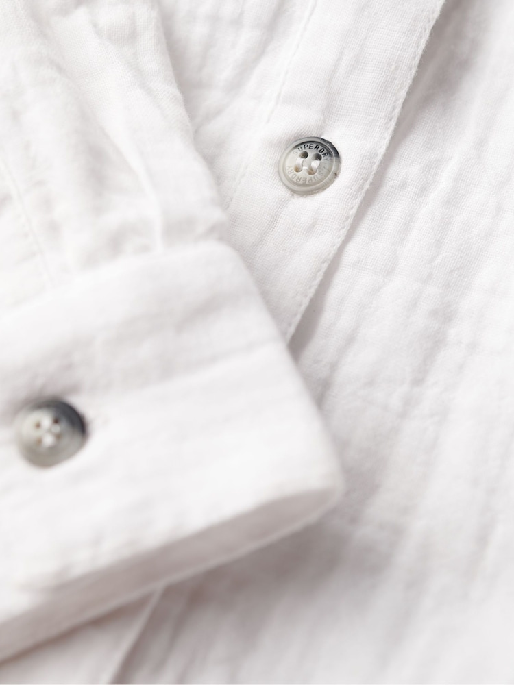 Superdry White 100% Cotton Longline Beach Shirt - Image 6 of 6