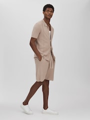 Paige Cotton-Linen Drawstring Knitted Shorts - Image 3 of 6