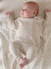 Mamas & Papas 2 Piece Cream Hello World 100% Cotton Knit Set - Image 1 of 5
