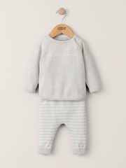 Mamas & Papas 2 Piece Cream Hello World 100% Cotton Knit Set - Image 3 of 5