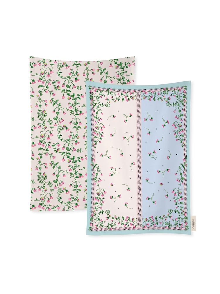Cath Kidston Twin Flowers Tea 100% Cotton Towels Set Of 4 - Image 1 of 2