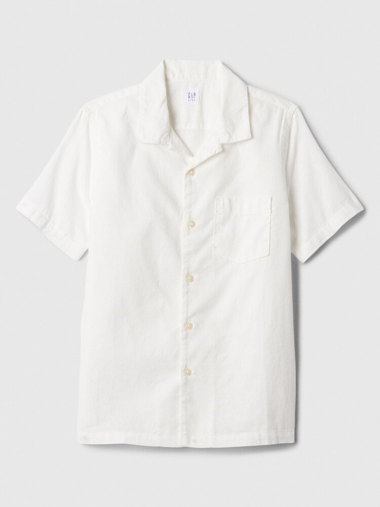 Gap White Short Sleeve Linen Cotton Shirt (4-13yrs) - Image 1 of 1