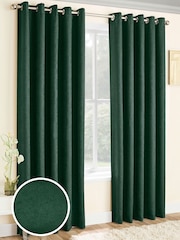 Enhanced Living Green Vogue Ready Made Thermal Blackout Eyelet Curtains - Image 1 of 4