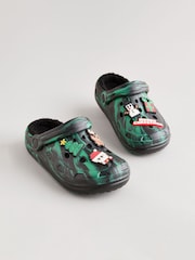Black Marble Christmas Slipper Clogs - Image 1 of 6